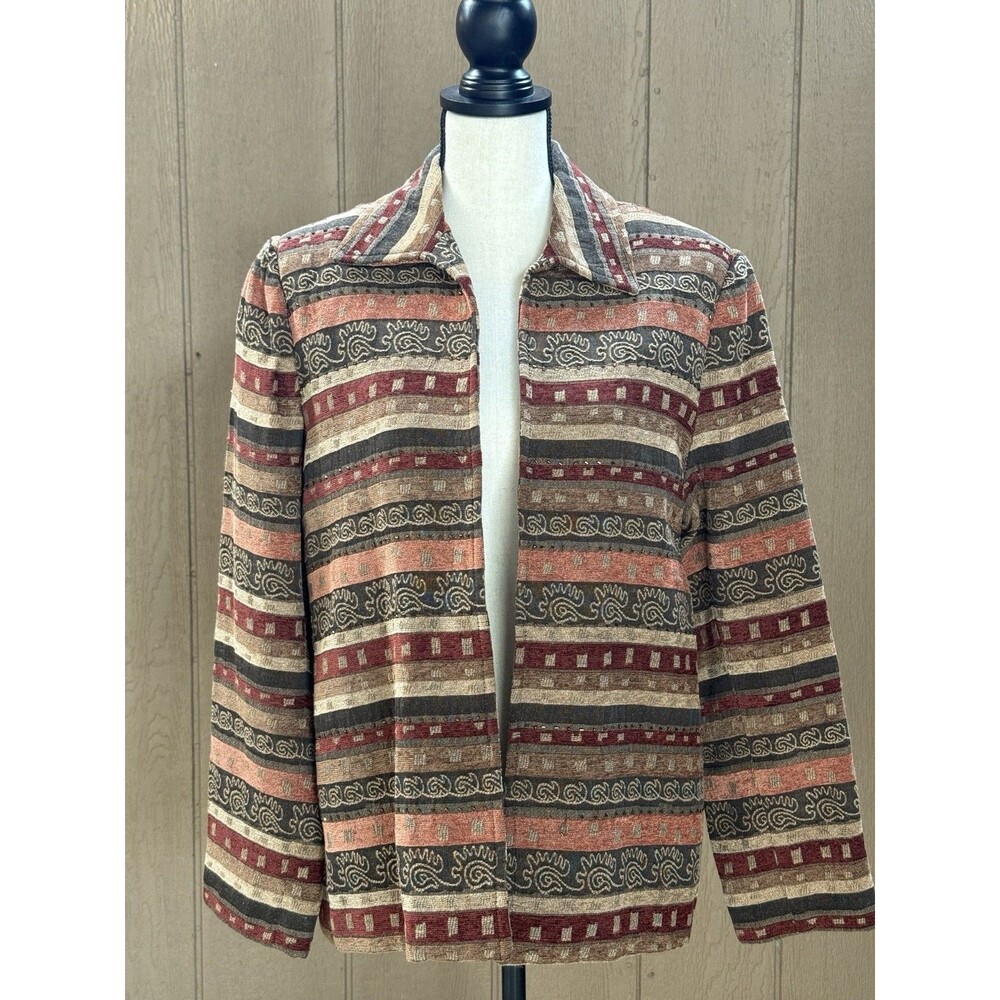 Alfred Dunner Women’s Open Front Blazer Earthy Color Design Size 12
